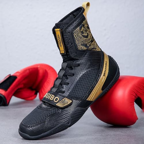 Zapatillas de Boxeo para Hombres y Mujeres, Transpirables, Lucha, Fitness, cómodas, Antideslizantes, para Culturismo y competiciones,Oro,39 EU