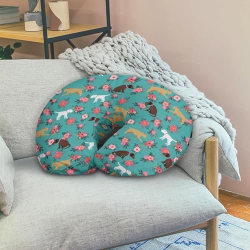 Image of Puppy Flowers Baby Nursing Pillow Cover Soft Neutral Breastfeeding Pillow Slipcover for Bottle Feeding, Decorative Custom Gifts for Toddler Infant