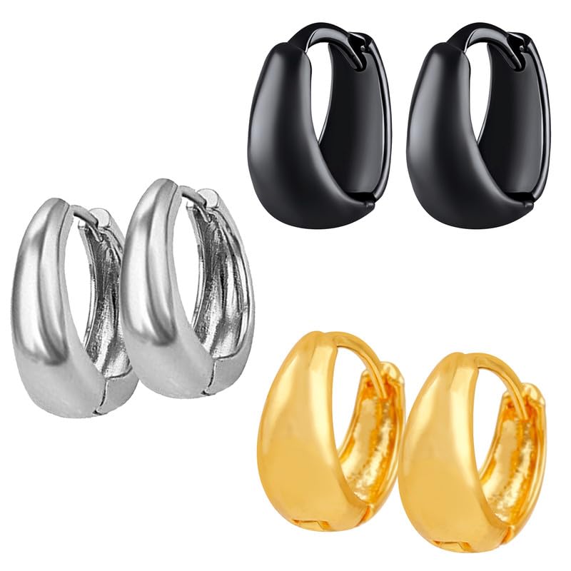 Mahi Combo of Black, Silver and Golden Bollywood Styled Piercing Kaju Bali/Hoop Mens Earrings Pairs (CO1105631M) (B0CRBGJGWH) Amazon Price History, Amazon Price Tracker