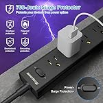 2 Pack Power Strip Surge Protector-5 Widely Spaced Outlets 3 USB Ports(1 USB C Port),1250W/10A with 5Ft Extension Cord, Power Strips with Surge Protection, Wall Mount for Home Office,Black - Image 5