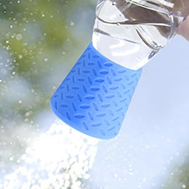 Tragbarer Hunde-Duschkopf – Silikon-Haustier-Duschaufsatz für Wasserflaschen, Outdoor-Reisen, Camping und Strandgebrauch (blau)