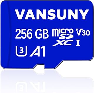Vansuny 256GB Micro SD Card, microSDXC Memory Card + SD Adapter up to 100/60MB/s(R/W) with A1 App Performance, UHS-I, Class 10, U3, V30, 4K Video Recording