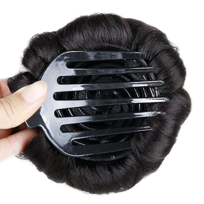 Image of CLITZ Claw Clip in Hair Bun Messy Hair Extension |Hair Extensions| Extension Hair for Women & Girls | BLACK PANJA BUN