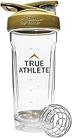 Vista 1 de True Athlete Strada Tritan - Vaso agitador con bola batidora de alambre, color dorado (28 onzas líquidas)