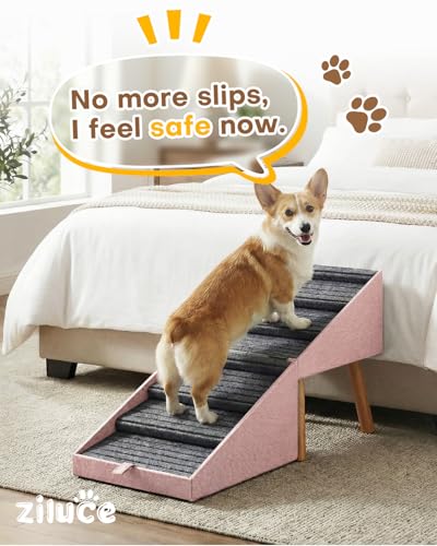 Image of Dog Ramp for Bed & Couch, Foldable Dog Stairs 21.06 inch inches High