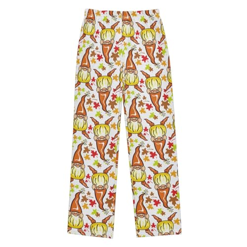 Gnome Maple Leaves Boys Long Pants Soft Trousers Elastic Waist Kids Lounge Bottoms with Pockets S-XL