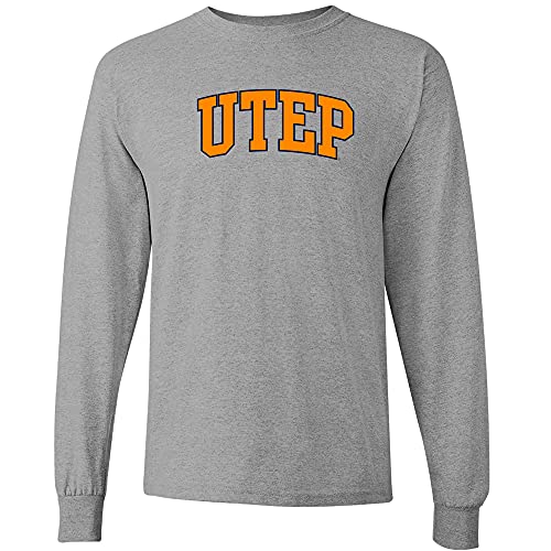 UGP Campus Apparel AL03 - UTEP Miners Arch Logo Long Sleeve T Shirt - Medium - Sport Grey