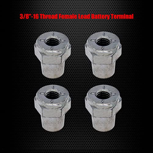 Ampper 3/8\"-16 Thread Female Lead Battery Terminal Post Adapter Battery Charging Post Terminals for 3/8\" Stud Extension, Pack of 4 - Thumbnail 3