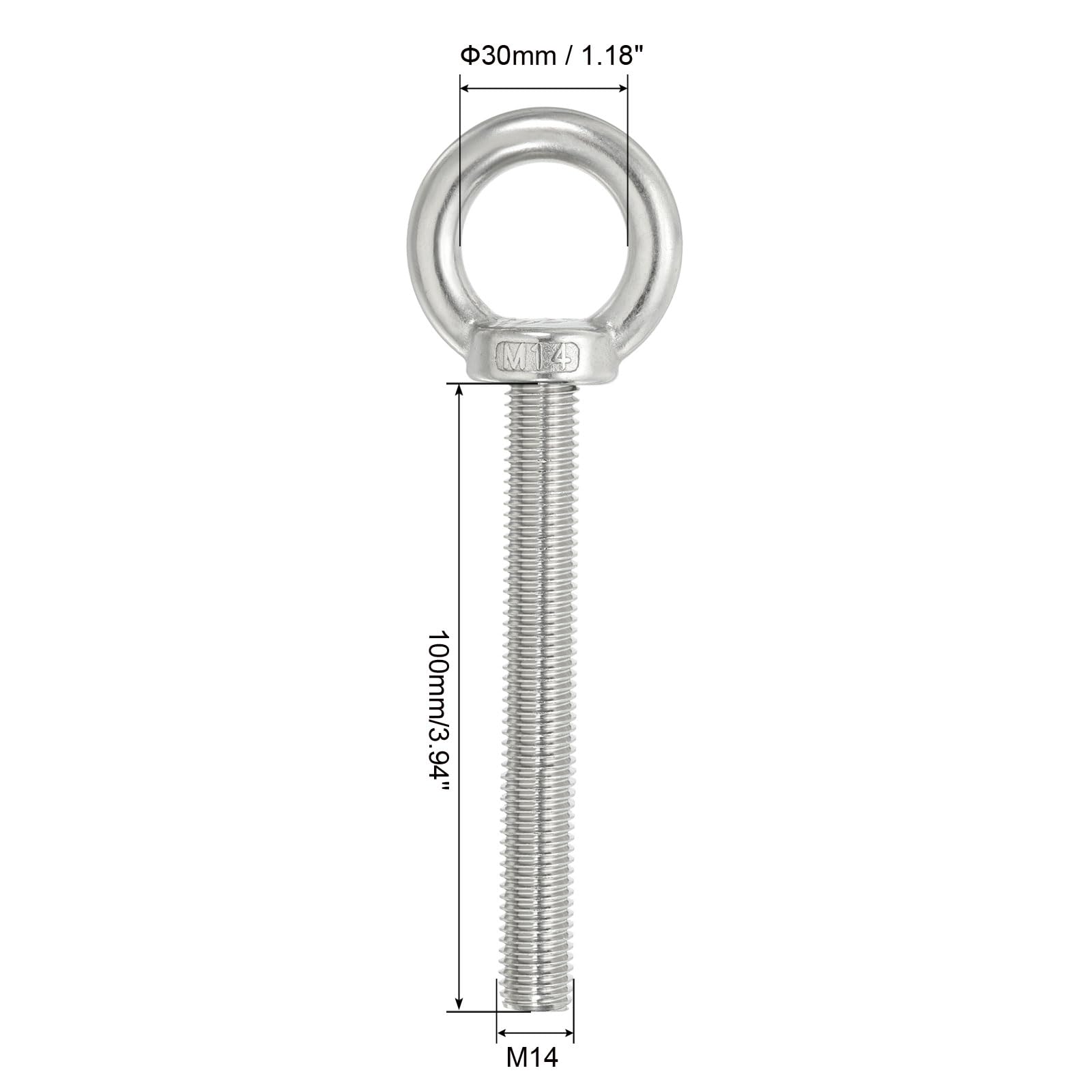 PATIKIL M14 x 100mm Lifting Shoulder Eye Bolt - Image 2