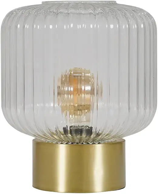 Satin Gold Base Table Lamp with Clear Glass Shade | Gold Lamp
