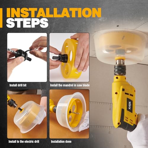 Image of KATA 6.25 inch Hole Saw for Recessed Lights with Clear Soft Silicone Dust Bowl | 6-1 /4 In Hole Cutter for Cleaner Ceiling and Drywall Openings When Installing Recessed Lights, Can Lights, Speakers and Vents