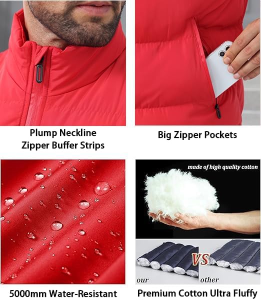 JIHUILAI Men's Puffer Vest Winter Jacket Warm Puffy Vests Men Outdoor Sleeveless Lightweight Water-Resistant Vest M To 5XL - Image 6