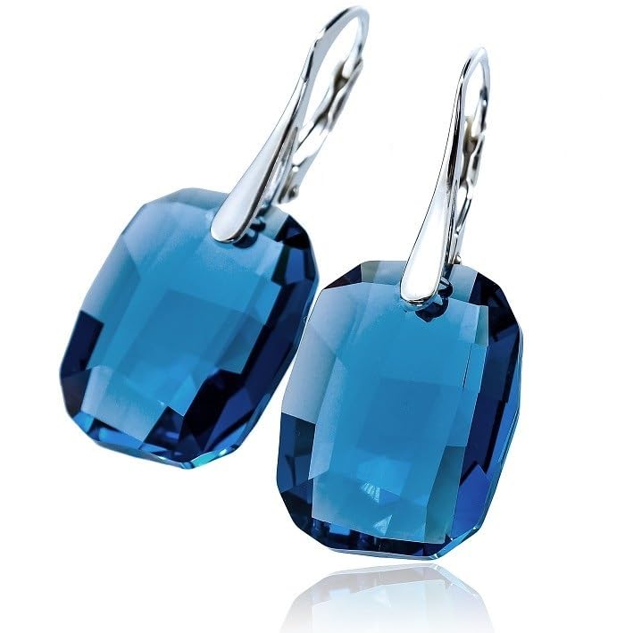 Boucles d'oreilles uniques en argent 925 bleu denim cadeau idéal
