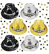 6 Pack New Year Hat Fedora Hats New Years Eve Sequin Hat for Adults Men and Women Christmas New Y...
