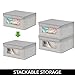 mDesign Medium Fabric Stackable Closet Storage Organizer Box, Front Window/Lid - Bedroom, Office, Mudroom Organization, Hold Clothes, Blankets, Linens, Spira Collection, 6 Pack, Taupe/Natural Chevron
