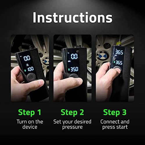 Airmoto Power Kit Bundle Deal - 1 Pacote - Compressor de Ar Portátil Inflador de Pneus com Kit de En
