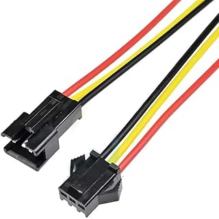 قطعة ذكر وقطعة أنثي من كابل الباور - وصلة مقبس جاك لإصلاح الدوائر، قابس JST SM 3PIN (ذكر وأنثى)، لشرائط ليد، كابل طولة 20 سم مع سلك 22AWG من نوع SM، ومحول توصيل 22AWG