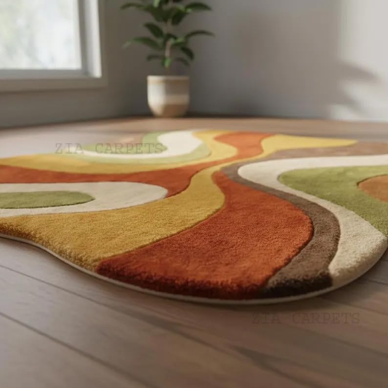Image of zia carpets Hand Tufted Woollen Modern Collection Bedroom & Living Room Carpet Size 7 X 10 Feet