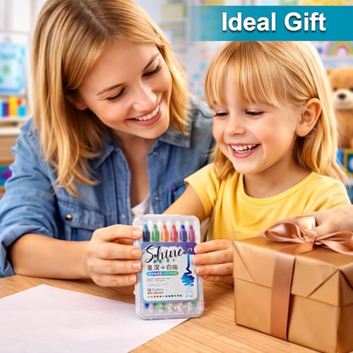 Image of WISHKEY Double-Head Glitter Marker Pens, Shining Non-Toxic Ink, Quick Drying Shimmery Colorful Highlighter Pens for Multipurpose, Stationery Items for Kids and Adults, 8+ Years (Pack of 6, Multicolor)