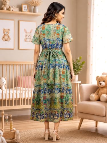 Image of RITIJYA Zipless Feeding Kurta Dress for Women | Maternity Nursing Kurti, No-Zip Easy Access | Extra Pleats Pre to Post Pregnancy | Quick-Dry Fabric | S-4XL