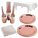 Yushengtai 121pcs Vajilla Desechable de CumpleañOs de Oro Rosa Platos Papel, Vasos, Pajitas, Servilletas, Mantel Adecuado para CumpleañOs, Bodas, Fiestas, Aniversarios (24 Invitados)
