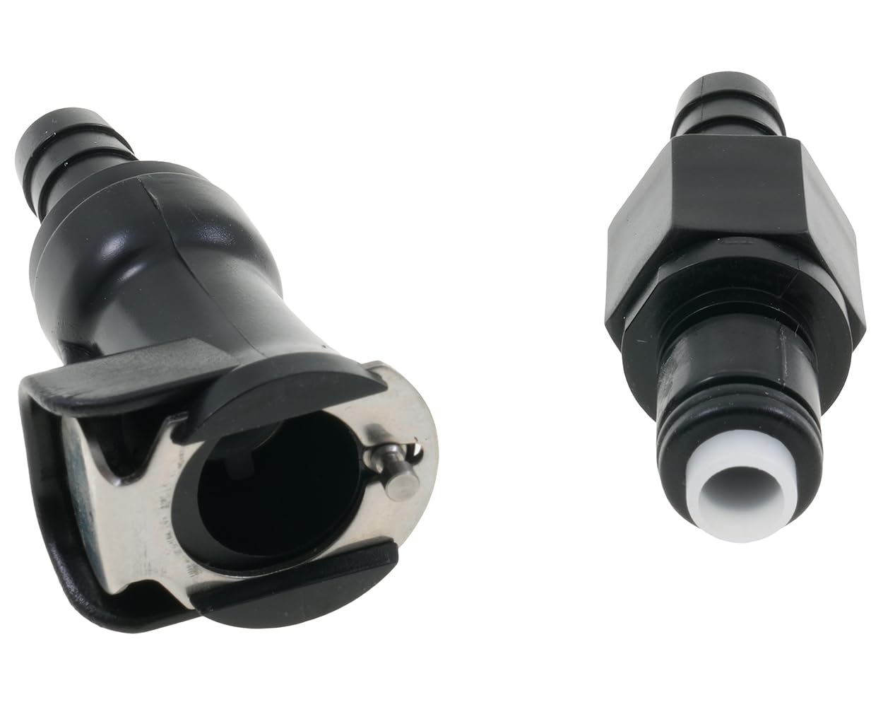 Raccord pour tuyau Essence Noir 8 mm | Fermeture automatique, plastique résistant à l'essence, environ Débit de 4,9 mm, partie mâle et femelle, tuyau de 8 mm