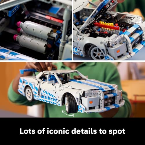 Image of LEGO Technic 2 Fast 2 Furious Nissan Skyline GT-R (R34) Car - DIY Kit and Building Set for Adults - Collectible Model Street Racer with Drift Function - Gift for Car Enthusiasts and Movie Fans - 42210