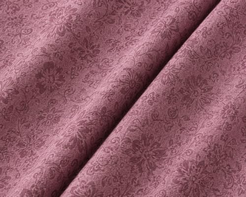 Image of Fitted Bedsheet Mauve 3D Floral Print Glace Cotton 210 TC | Queen Size for Double Bed Fits 5 x 6.5 ft Mattress (60 x 78 Inch) | All Around Elastic | 2 Pillow Covers | 10 Inch Deep Pocket