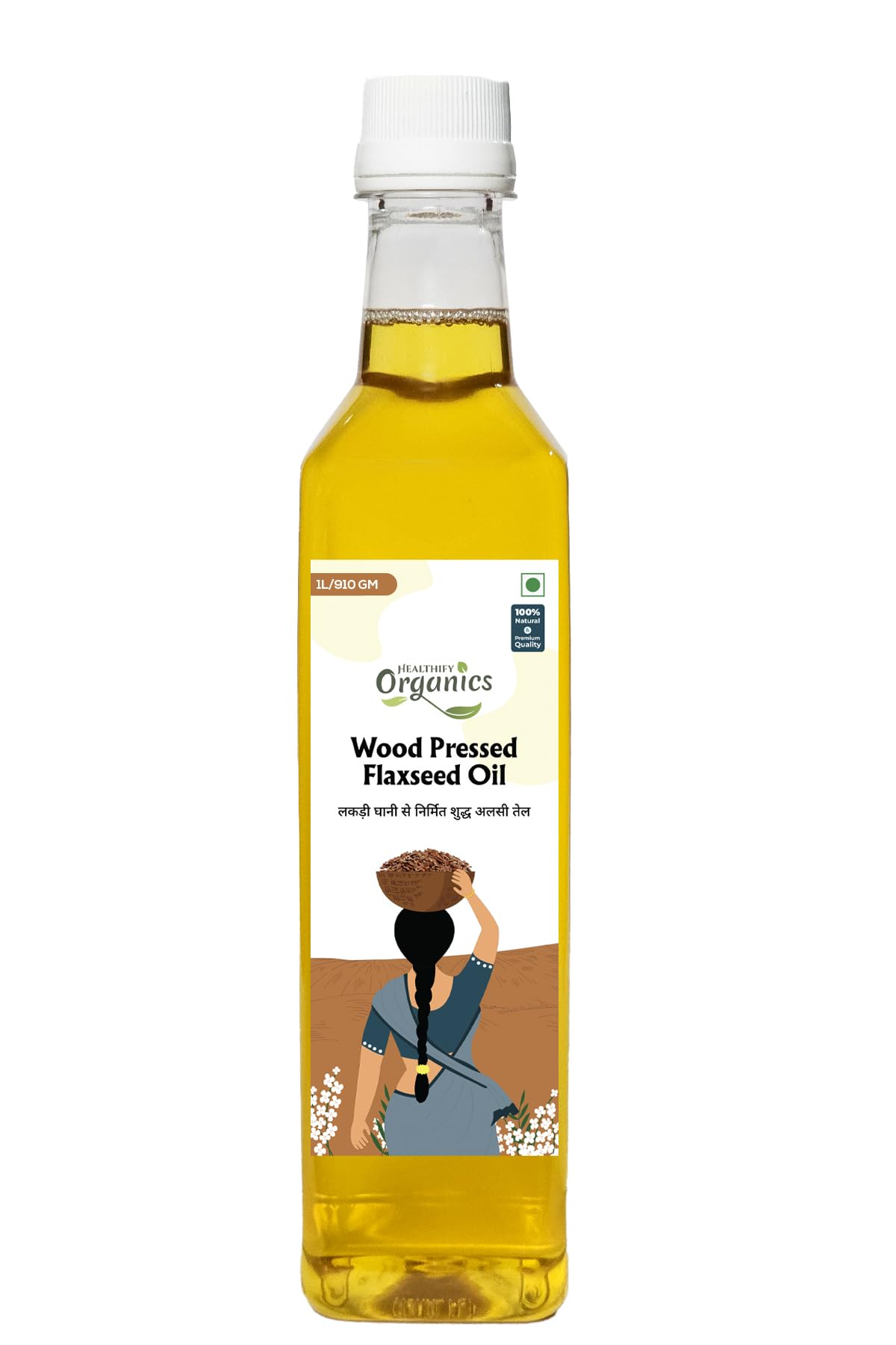 Healthify Organics Premium Cold Pressed Flaxseed Oil Pure And Natural Multipurpose Oil For Skin And Hair, Extracted On A Wooden Churner (1 Litre) | Kolhu/Kacchi Ghani/Chekku (B0CY5GD4BX) Amazon Price History, Amazon Price Tracker