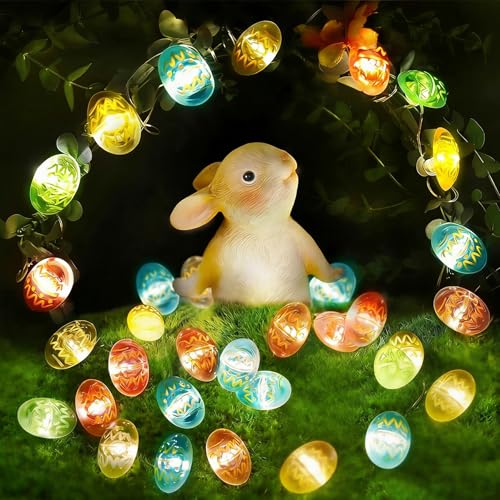 Auzlya Lichterkette Ostern Batterie,2M 20LED Ostereier Lichterkette,Osterküken...