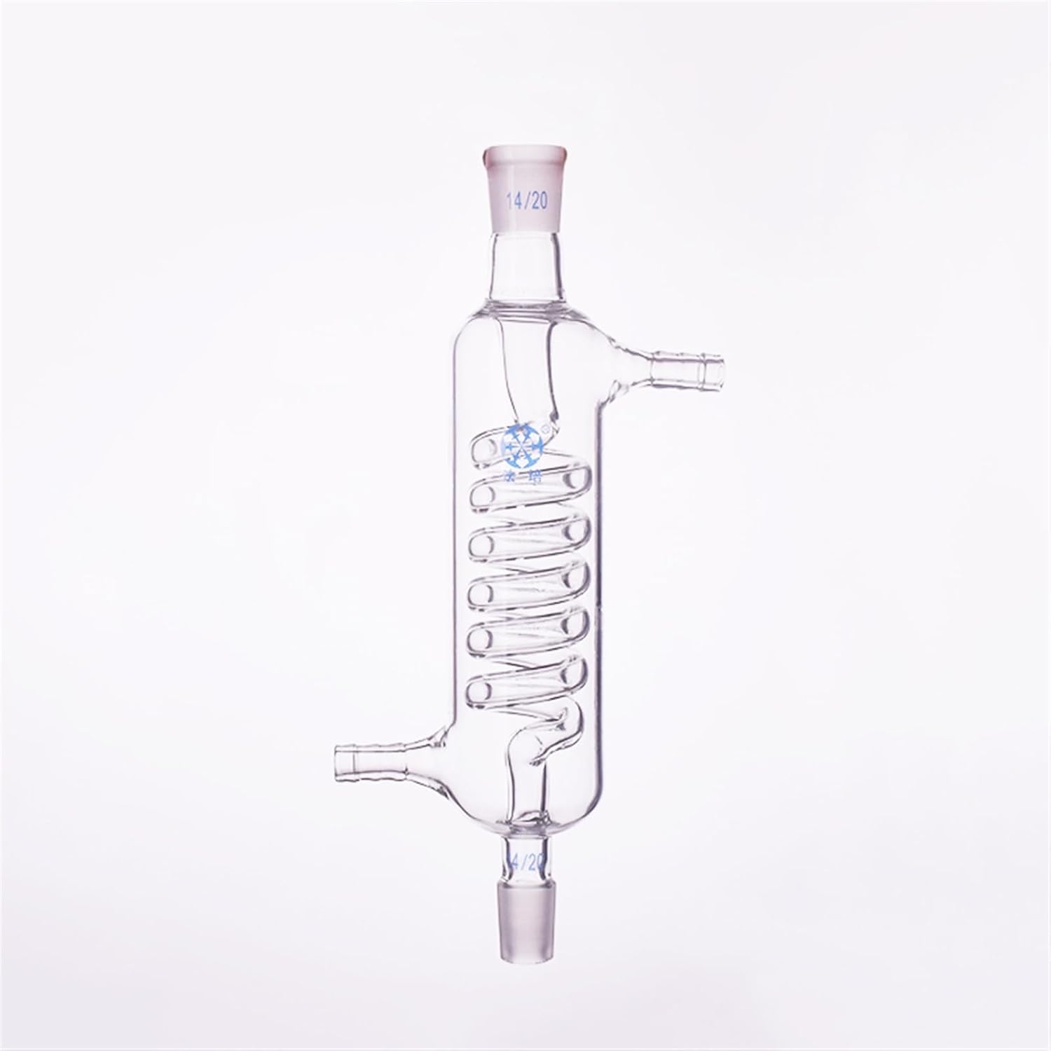 Lab Supplies Format Serpentine Condenser,Condenser graha-m with Coiled Inner Tube,Standard Ground Mouth 14/20 (Size : E.L. 200mm)