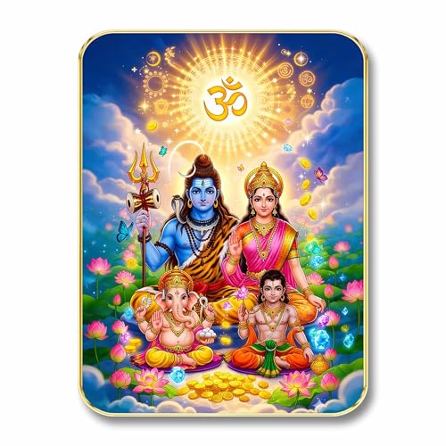Image of SAF Divine Shiv Parivar Wall Art with Table Top Stand & Wall Hanging Hole | Premium MDF Religious Painting for Mandir Living Room Bedroom Office Home Decor Gift