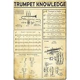 peiyeety Letreros de metal con información sobre trompeta, 12 escalas, póster retro, gráficos educativos de ciencia popular, placas de pared, decoración para el hogar, aula, oficina, 8 x 12 pulgadas