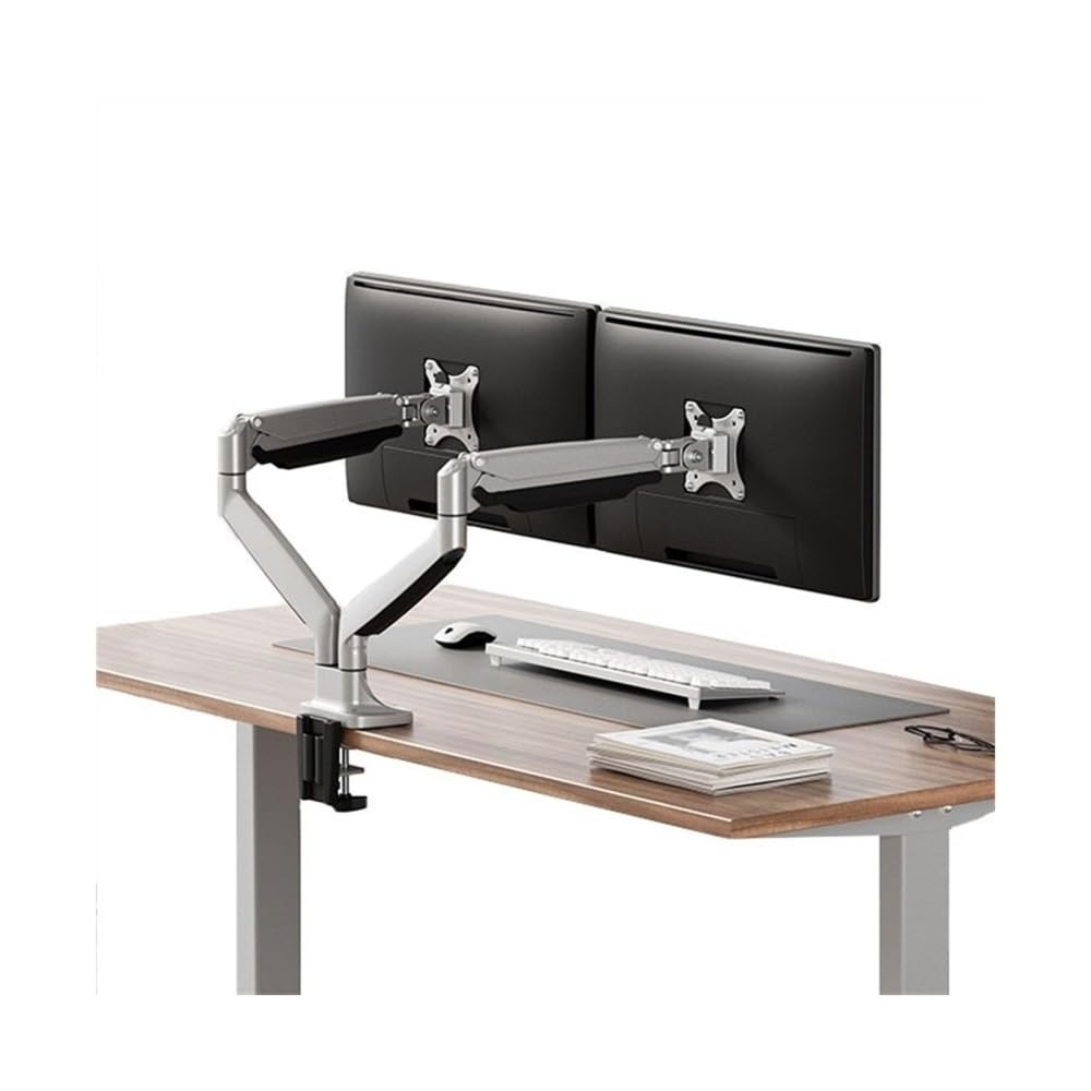 Aioneer Dual Monitor Desk Mount With Gas Spring Arm For Adjustable Mounting, Ergonomic Workspace Solution