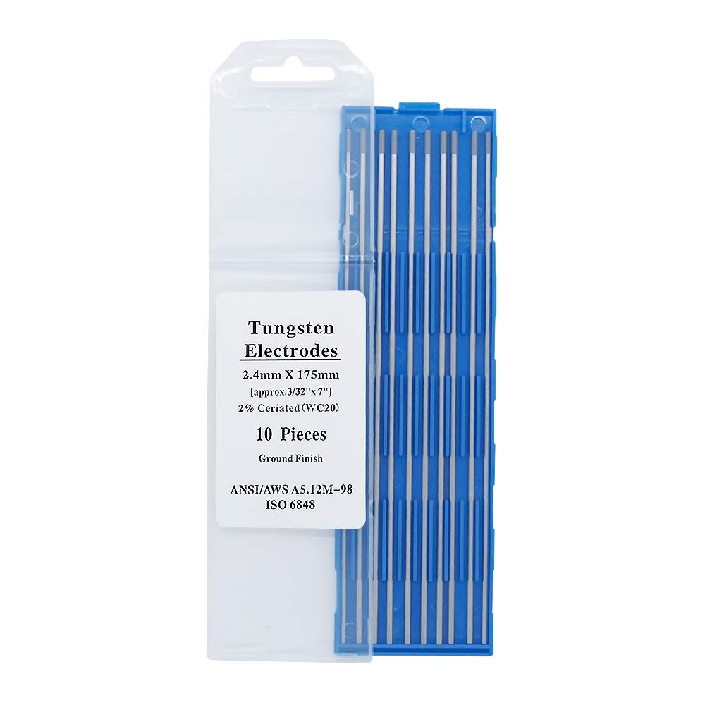 VECTOR WELDING Lot de 10 Électrodes en Tungstène 2,4 mm x 175 mm Gris