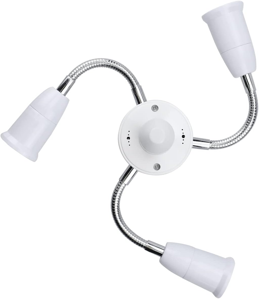 4 in 1 E26 E27 Light Socket Splitter Adapter Bulb Lamp Holder Extension Hose 360 Degree Adjustable Rotatable Base Converter for Standard LED Bulbs