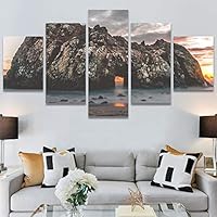 SIGNWIN 5 Panel Canvas Wall Art Modern Art Beach Coastal Multicolor Photography Relax/Calm Romantics for Home Decorations Ready to Hang - 60