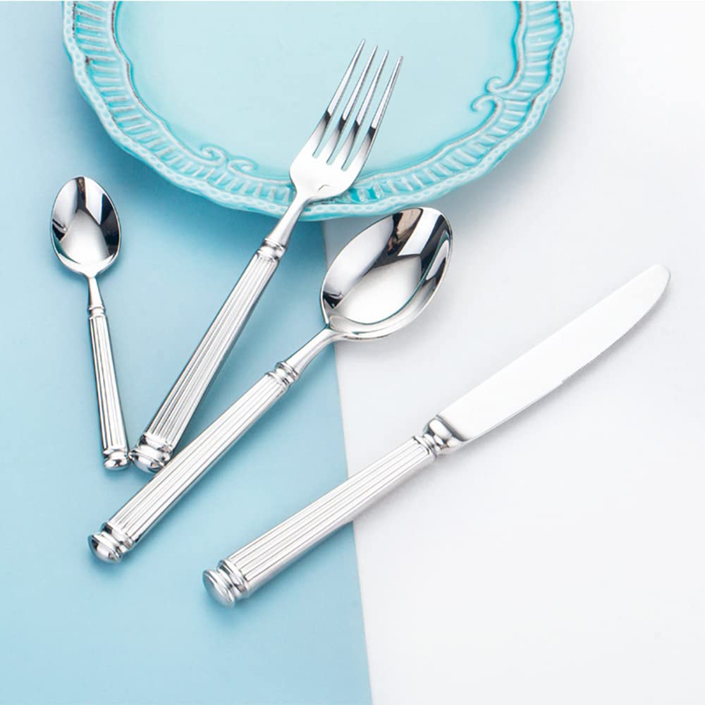 48 Piece Silverware Set for 12 Exquisite 18 10 Stainless Steel Flatware Set Roman Style Modern Cutlery Utensils