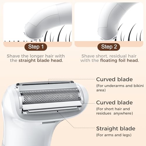 Lady Shavers For Women, Bikini Trimmer Women 5-In-1, Electric Razor With Led Power Display, Dry And Wet IPX7 Waterproof, For Bikini, Underarms, Legs, Nose, Eyebrow, Usb Charging Station, Pain-Free - 5