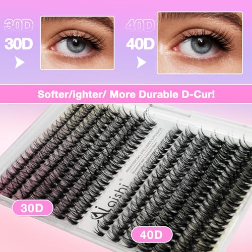 Lash Clusters Kit, DIY Cluster Eyelash Extensions 9‑16mm, 30D+40D, 280pcs, D Curl Natural Volume Lashes with Lash Bond and Seal, Tweezers–Waterproof Fake Cat Eye Wispy Individual Clusters(16MIX1-1-S)