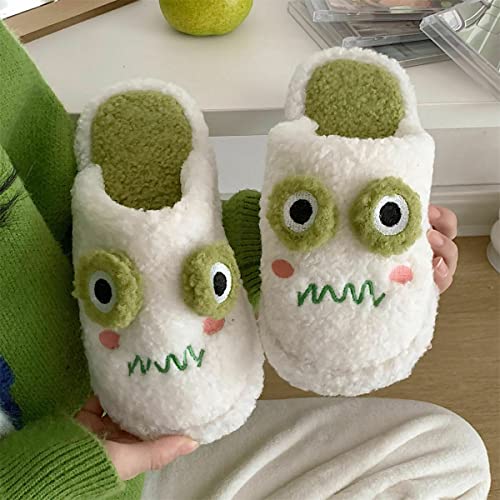 Jfxgjuv Fluffy Frog Slides Cartoon Slippers for Women Soft Sandals Cute Plush House Slippers Indoor Outdoor3