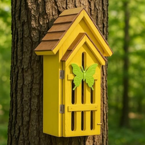 image for CEDAR ALPHA Shingle Roof Butterfly House for Outdoor, Insect House, Vi