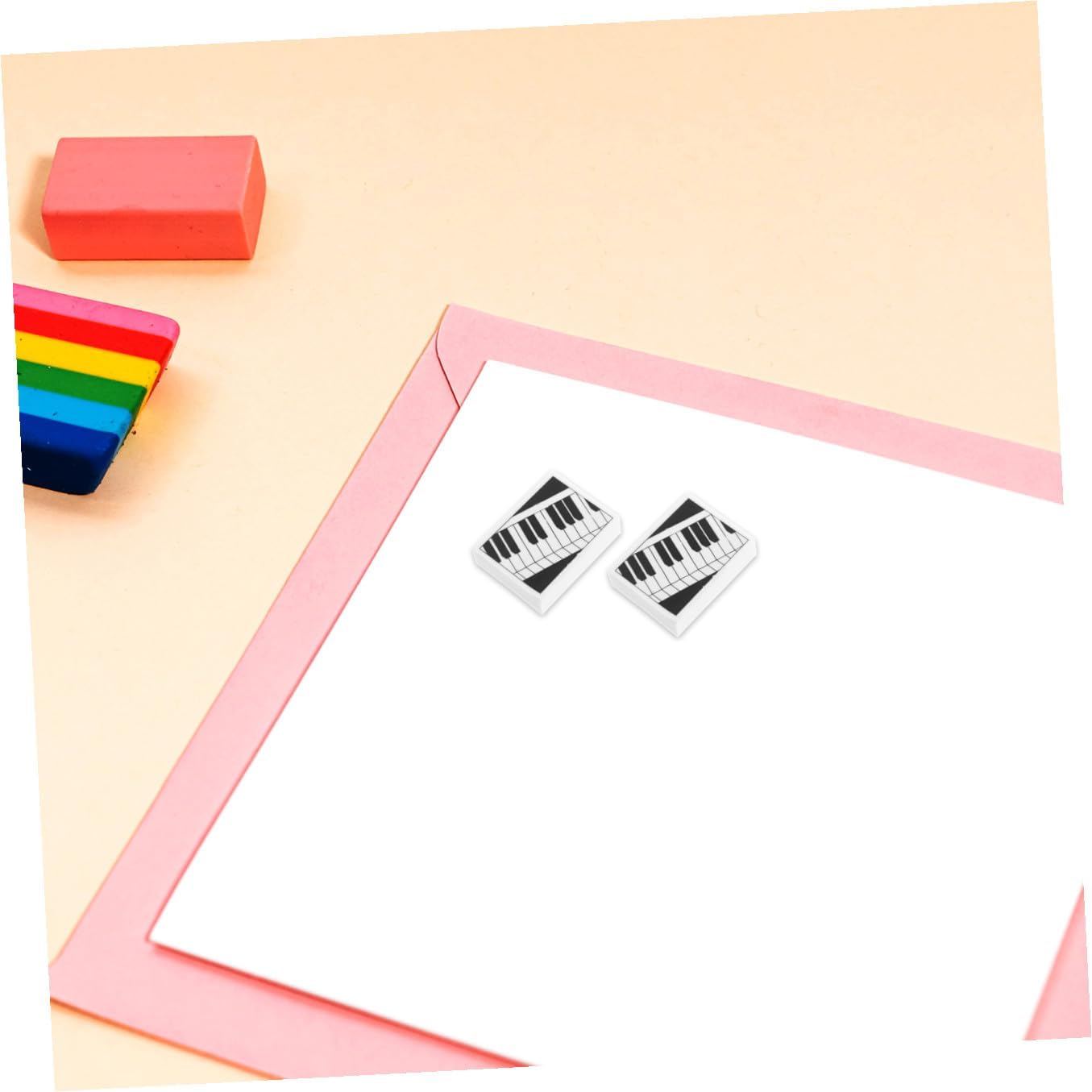 6pcs Soft Material Piano Erasers for Art Drawing and Student Use Decorative Stationery