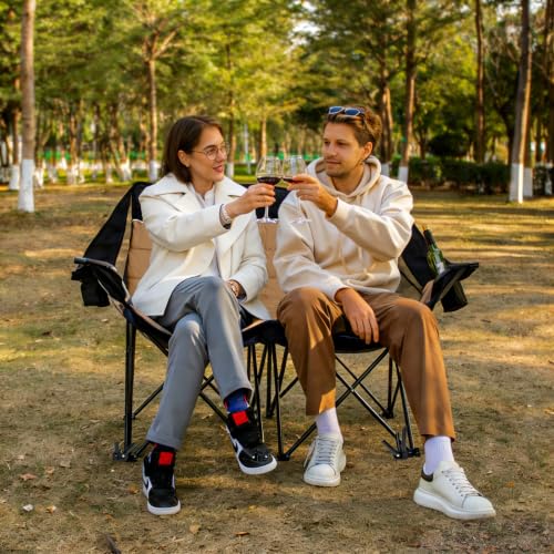 Image of 700LBS 2-Person Heavy Duty Double Camping Chair Loveseat Brown