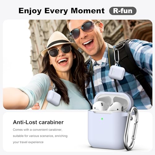 Image of AirPods Case Cover with Keychain, Full Protective Silicone AirPods Accessories Skin Cover for Women Girl with Apple AirPods Wireless Charging Case,Front LED Visible-Pebble