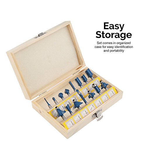 Hiltex 10100 Tungsten Carbide Router Bits | 15-Piece Set