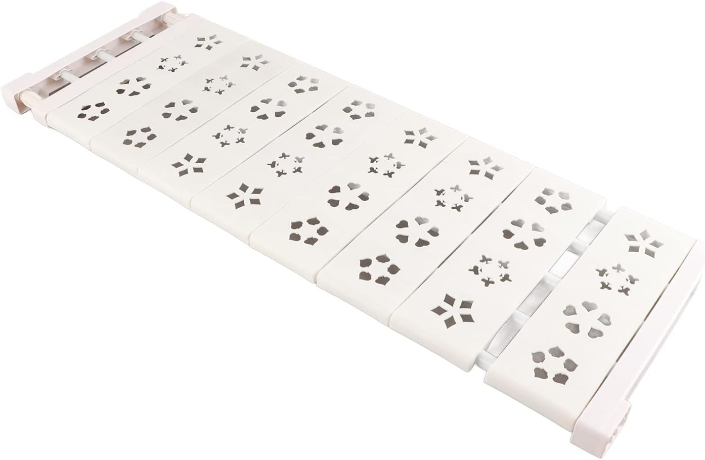 Tension Shelf, White Expandable Closet Tension Shelf Rod Closet Shelf Closet Organizer DIY Divider Separator Shelves for Cabinet Wardrobe Cupboard Kitchen Bathroom (75‑120cm /