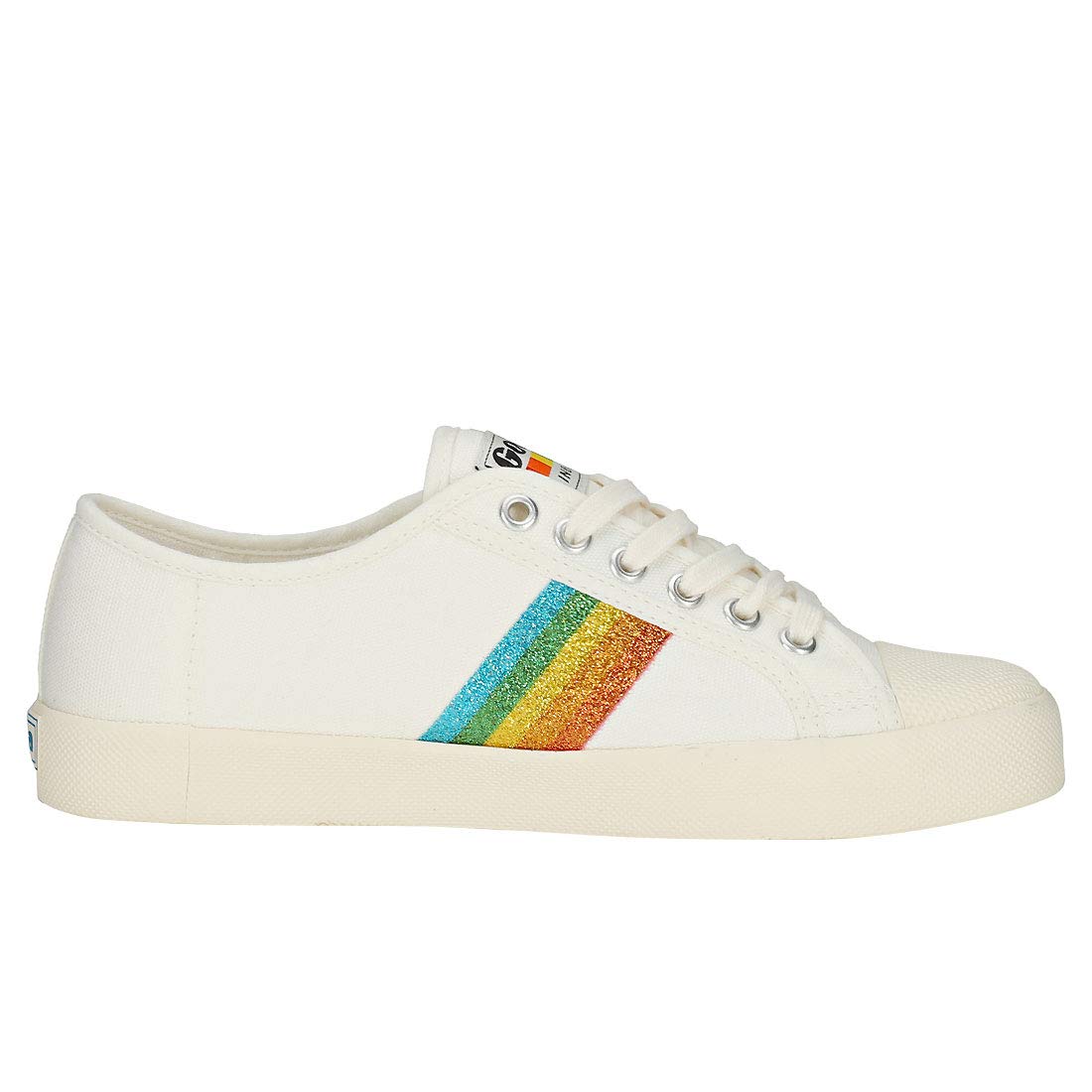 Gola Coaster Rainbow Glitter Womens Trainers Off White Multicolour