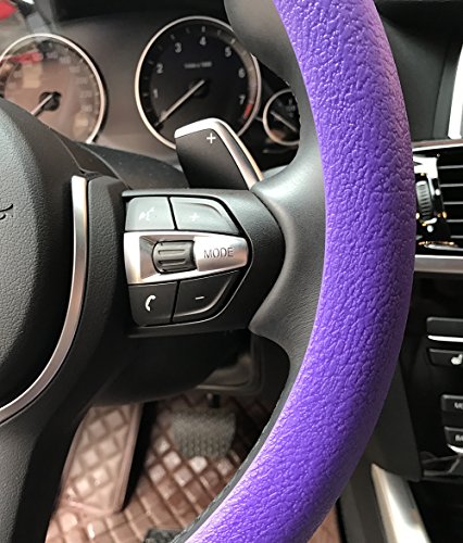 Steering Wheel Cover Auto Car Silicone Great Grip Anti-Slip Steering Cover Diameter 36-38Cm/14-15Inch (Purple) #TOP5