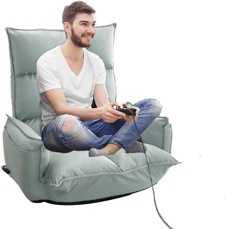 Gaming couch for adults,Floor Gaming Chair with Extra Wide Arms,high Back Folding 360-Degree Swivel Floor Lazy Sofa ,The backrest is adjustable in 14 angles suitable for teenagers and adults,1